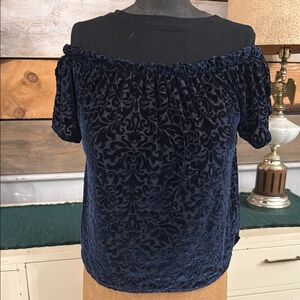 Hollister Navy Blue Ruched Blouse with Short Sleeves